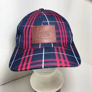 Love Your Melon plaid baseball hat cap red blue